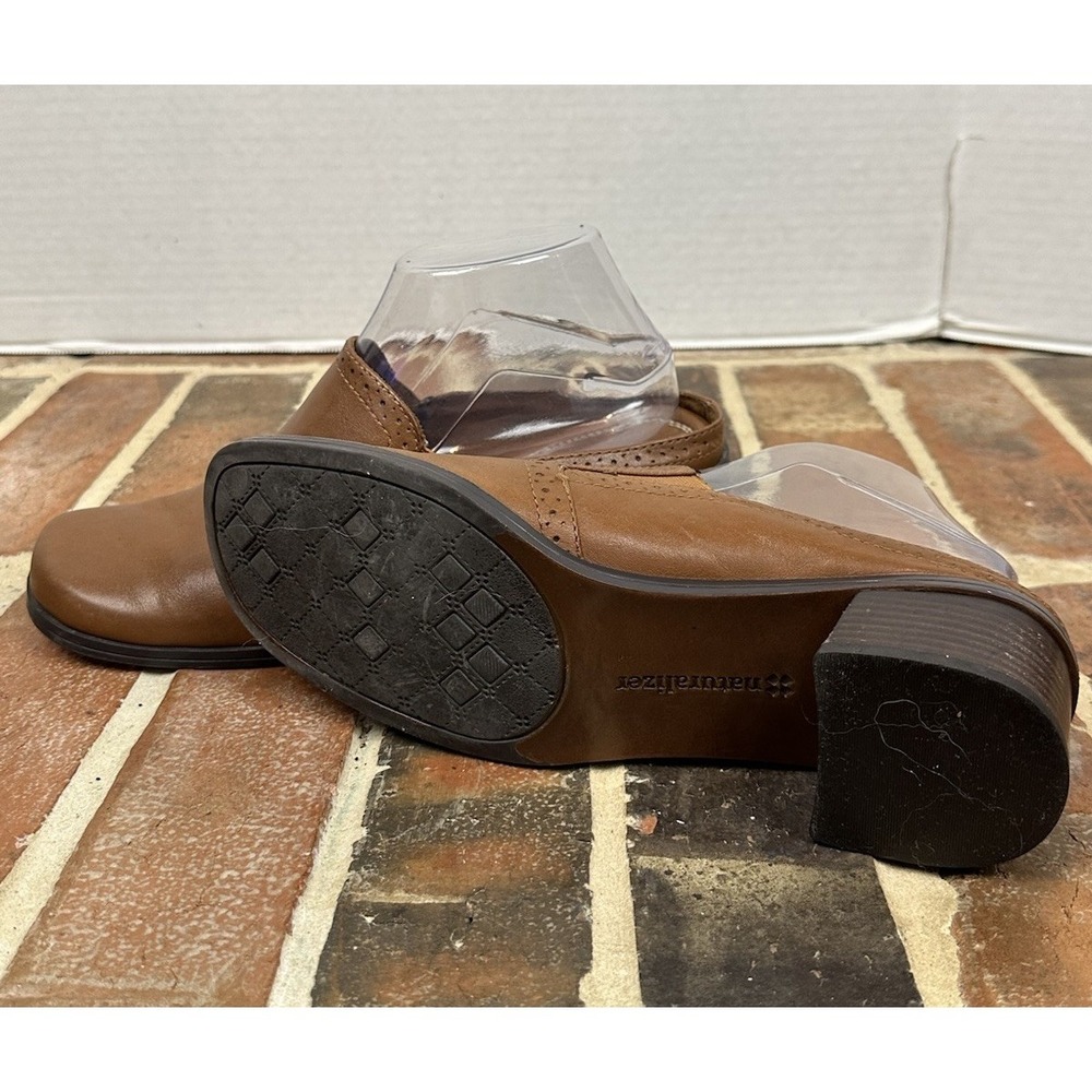Naturalizer Brown Leather Mules Slip On Heels Clogs Shoes Comfort Women's 7.5 - Picture 6 of 7